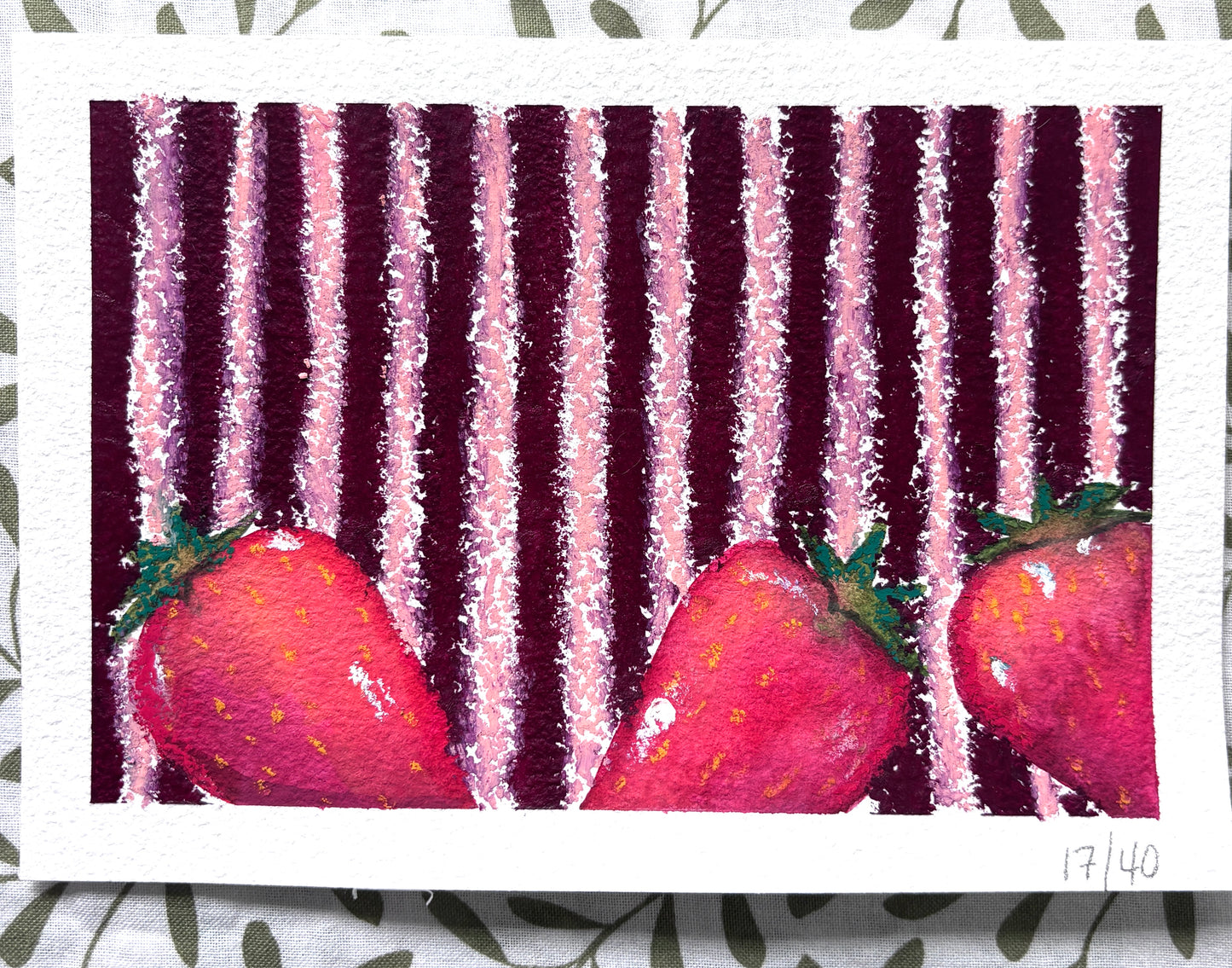 #17 -Strawberries with brown and pink stripes- Original